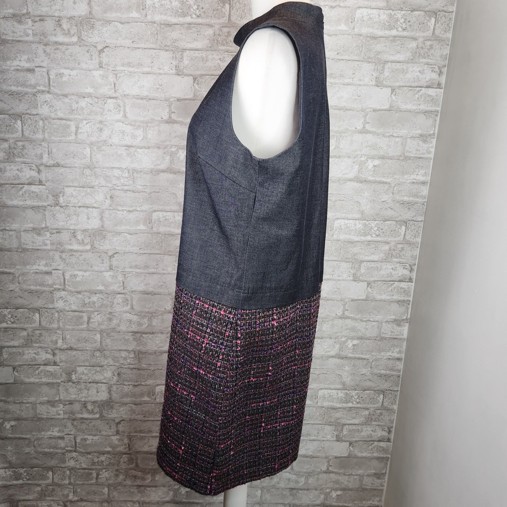 Halogen Shift Dress Mixed Media Tweed Mock Neck Grey Pink Large - Picture 5 of 8